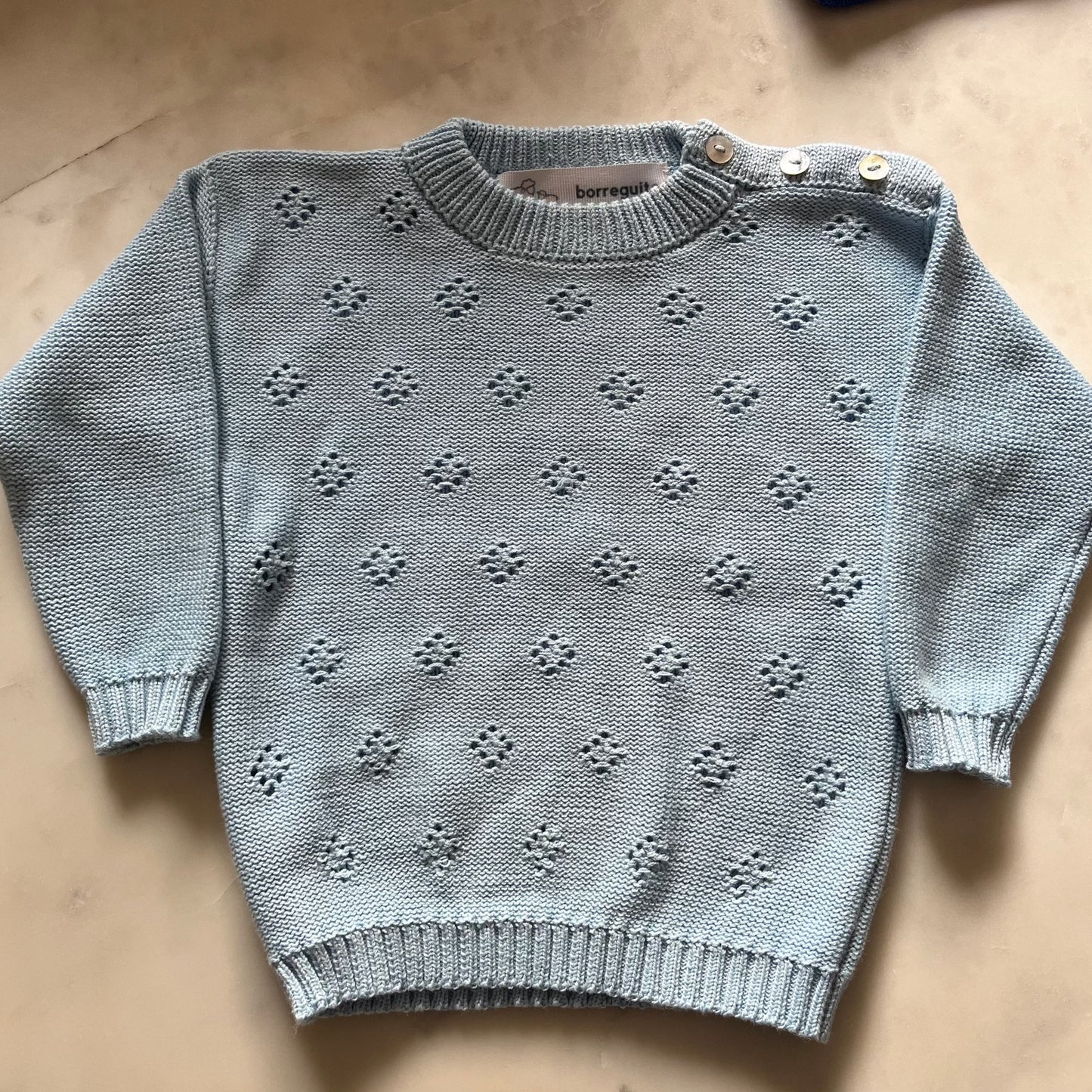 Sweater tejido a mano de algodón Azul