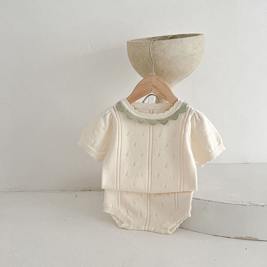 conjunto tejido beige