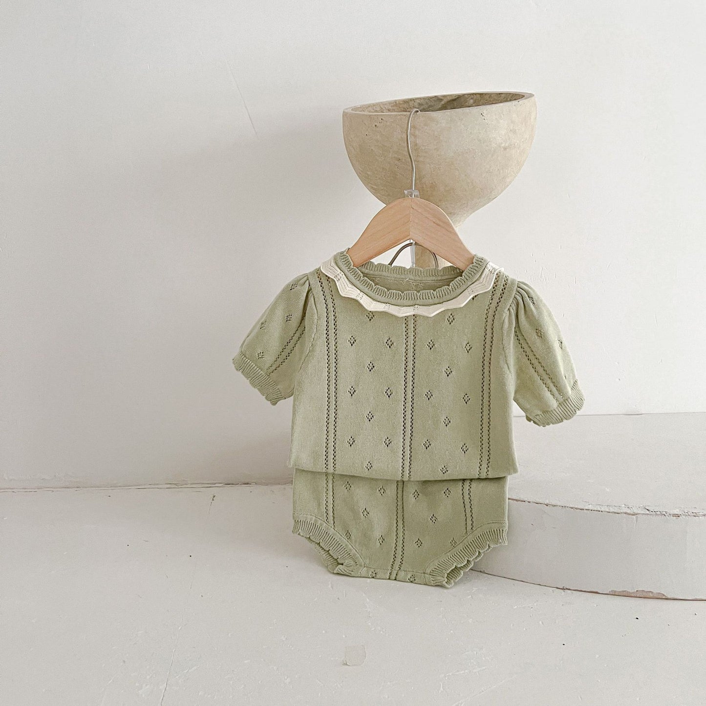 conjunto tejido verde