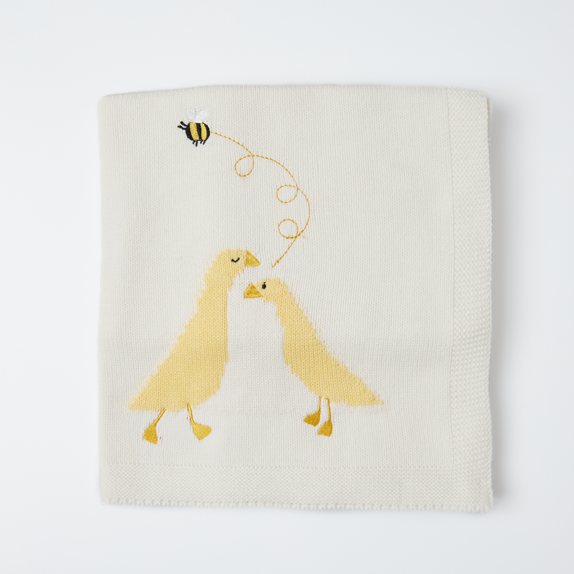 Cobija tejida patos amarilla para bebe