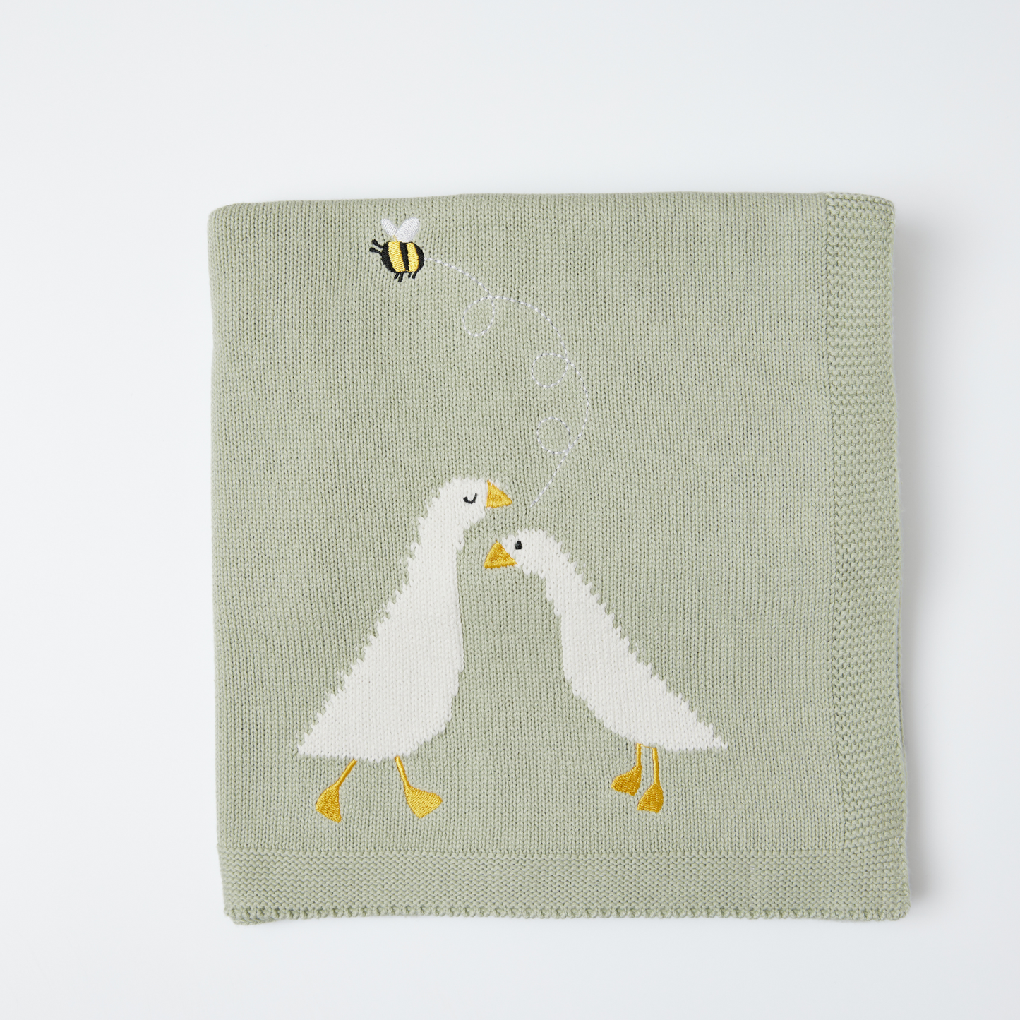 Cobija tejida patos verdes para bebe
