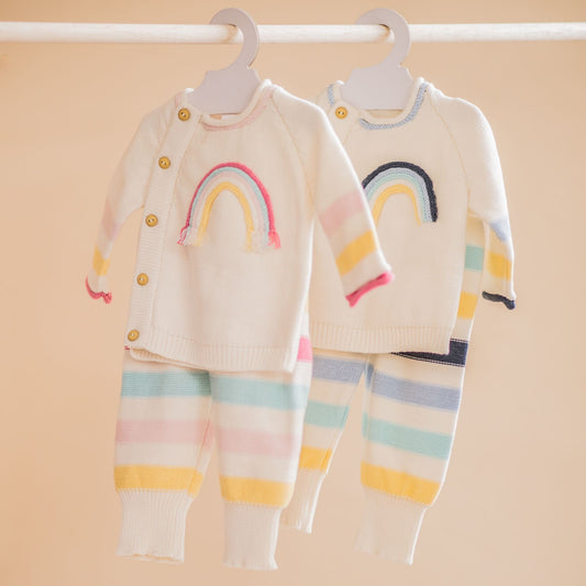 Conjunto tejido arcoiris