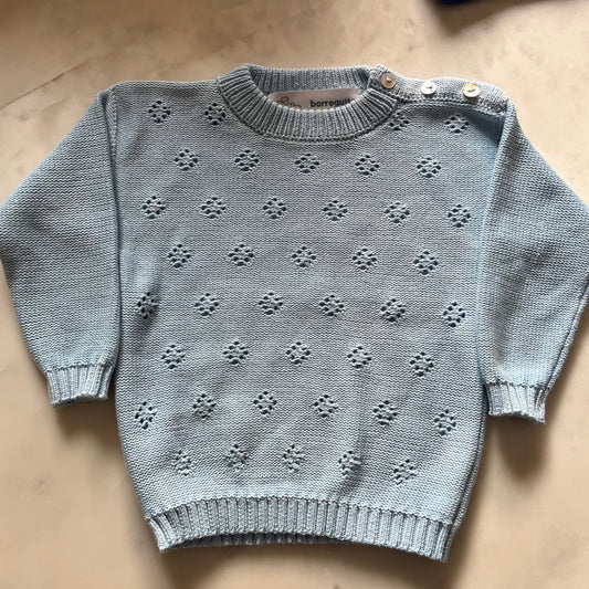 Sweater tejido a mano de algodón Azul